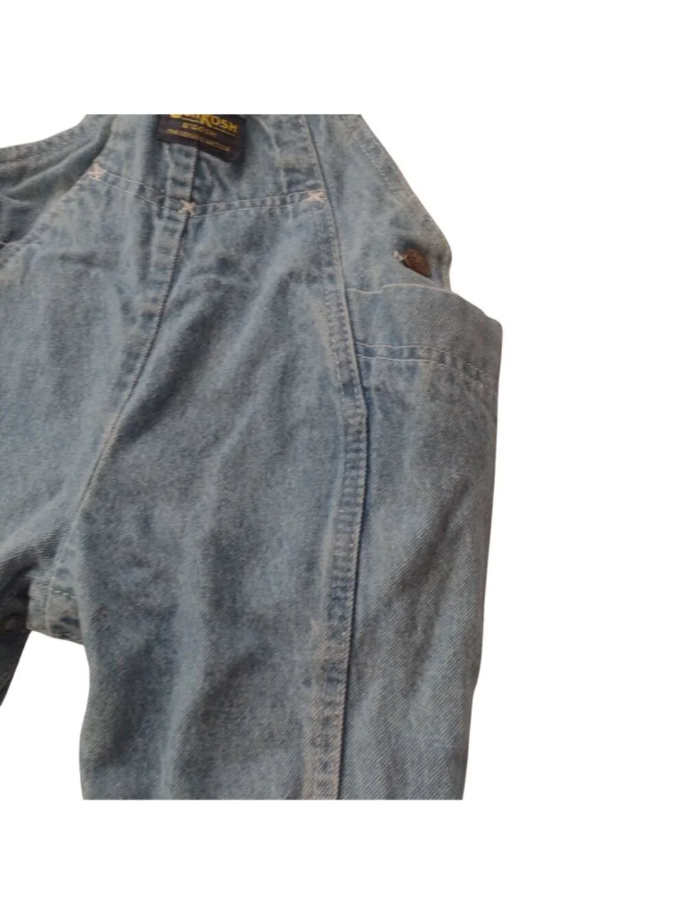 Vtg Oshkosh Baby Denim Overalls 24M Vestbak Bubble Leg Unisex w Side Pockets - Picture 5 of 9